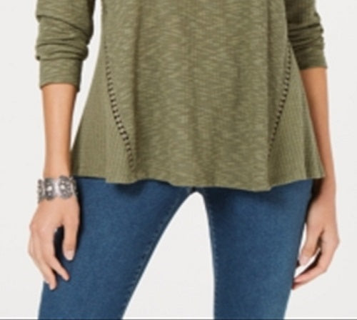 Blusa de malha waffle feminina Style &amp; Co, verde, tamanho pequeno