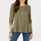 Blusa de malha waffle feminina Style &amp; Co, verde, tamanho pequeno