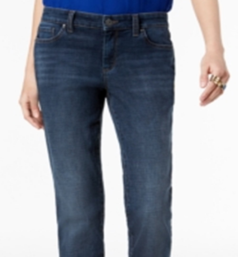 Calça jeans curta feminina Curvy Fit Boyfriend da INC International Concepts, azul, tamanho 10