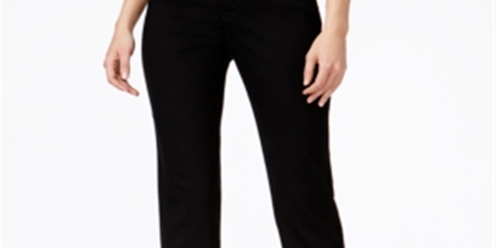 Jeans feminino slim com controle de barriga estilo &amp; co, preto, tamanho 16