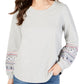 Blusa suéter gola redonda feminina estilo &amp; co, cinza, tamanho grande