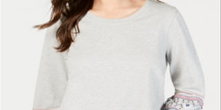 Blusa suéter gola redonda feminina estilo &amp; co, cinza, tamanho grande