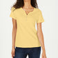 Karen Scott Top Henley de manga curta feminino, amarelo, tamanho médio