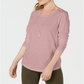 Blusa feminina de manga comprida e gola redonda estilo &amp; co, rosa, tamanho extragrande