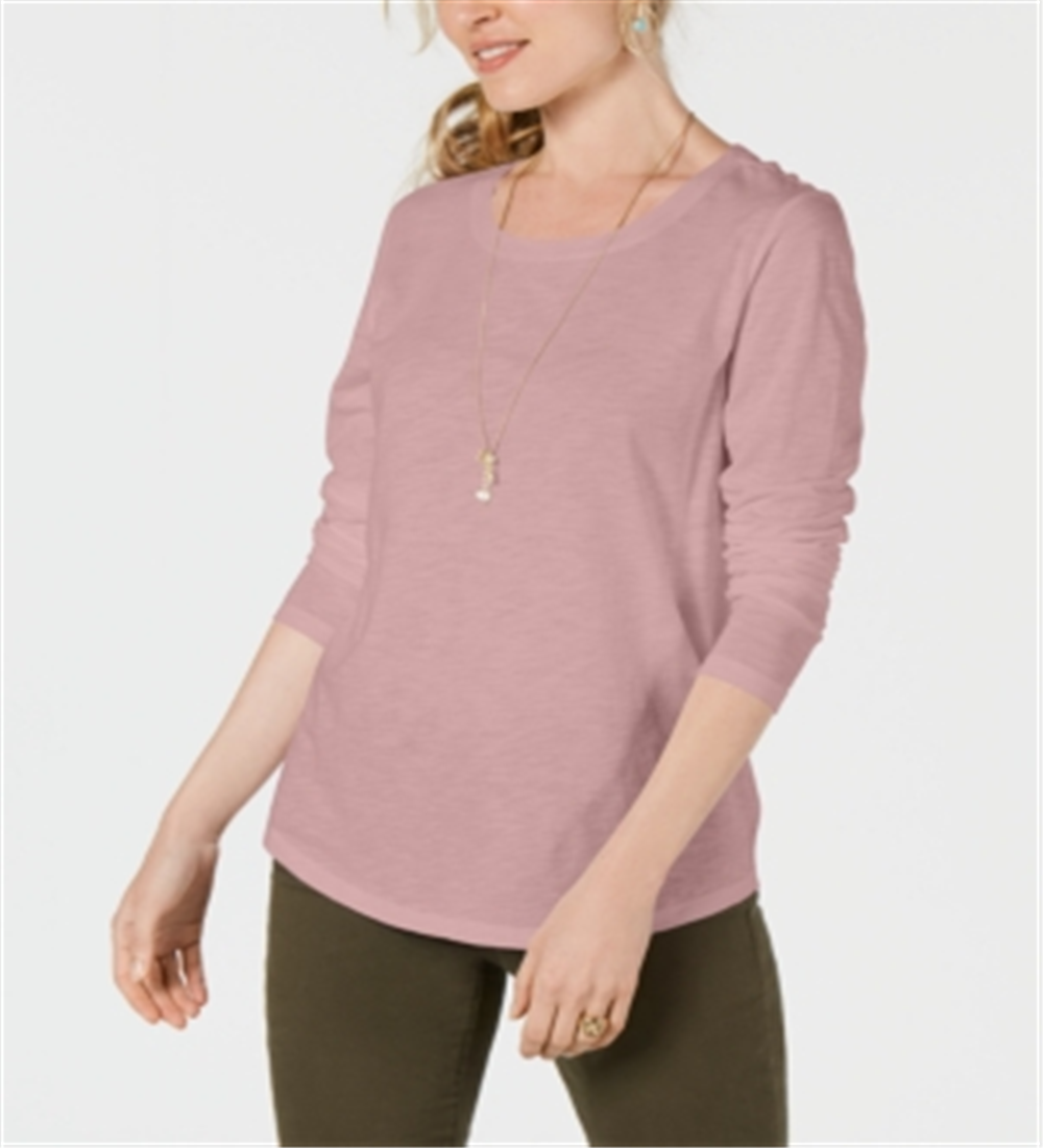 Blusa feminina de manga comprida e gola redonda estilo &amp; co, rosa, tamanho extragrande