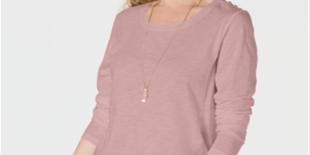 Blusa feminina de manga comprida e gola redonda estilo &amp; co, rosa, tamanho extragrande