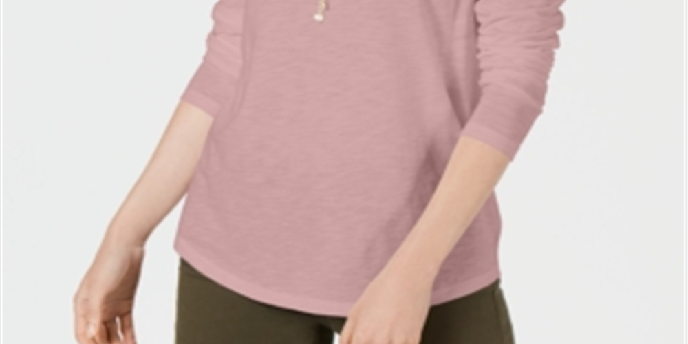 Blusa feminina de manga comprida e gola redonda estilo &amp; co, rosa, tamanho extragrande