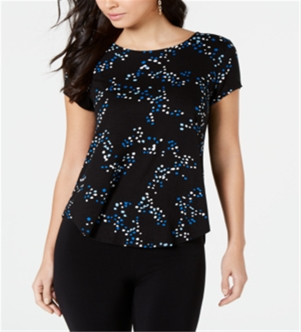 Camiseta feminina estampada Alfani preta tamanho pequeno