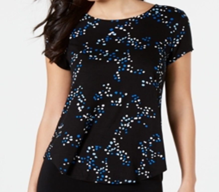 Camiseta feminina estampada Alfani preta tamanho pequeno