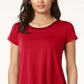Camiseta feminina Alfani com acabamento em cetim, tamanho pequeno, vermelha