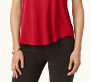 Camiseta feminina Alfani com acabamento em cetim, tamanho pequeno, vermelha