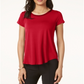 Camiseta feminina Alfani com acabamento em cetim, tamanho pequeno, vermelha