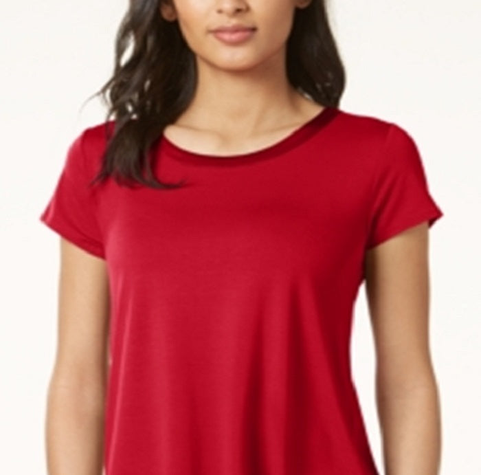 Camiseta feminina Alfani com acabamento em cetim, tamanho pequeno, vermelha