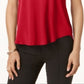 Camiseta feminina Alfani com acabamento em cetim, tamanho pequeno, vermelha