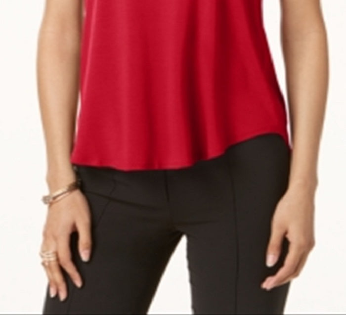 Camiseta feminina Alfani com acabamento em cetim, tamanho pequeno, vermelha