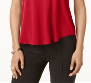 Camiseta feminina Alfani com acabamento em cetim, tamanho pequeno, vermelha