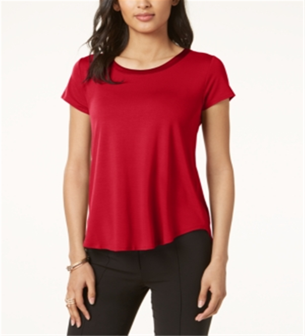 Camiseta feminina Alfani com acabamento em cetim, tamanho pequeno, vermelha