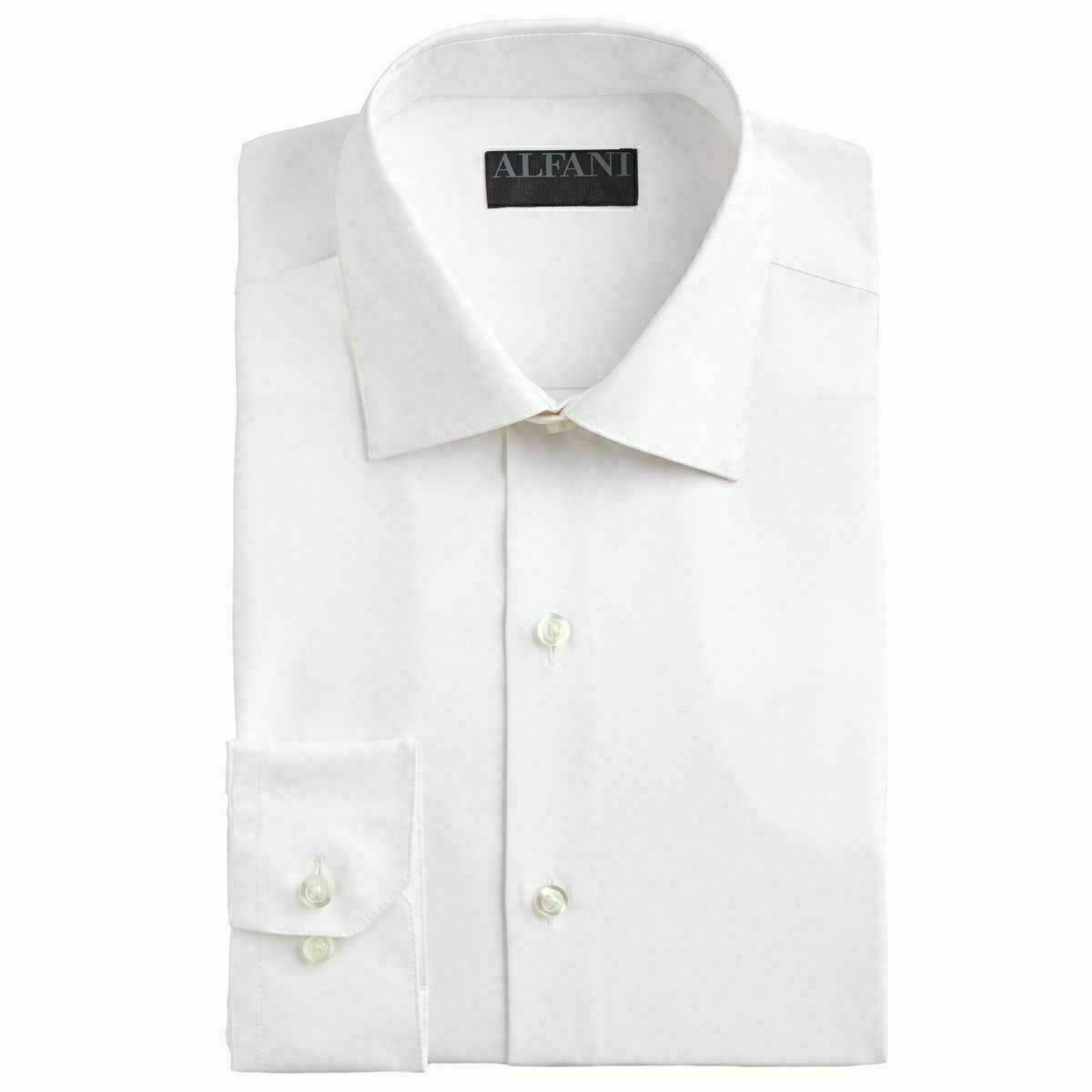 Camisa social masculina Alfani com ajuste justo e elástico, tamanho M, branca