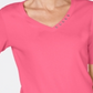Camiseta feminina Karen Scott de algodão com decote em V, rosa, tamanho grande