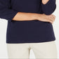 Blusa feminina Karen Scott de algodão com apliques florais, azul, tamanho médio
