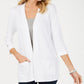 Karen Scott Cardigan feminino de algodão aconchegante, branco, tamanho pequeno grande