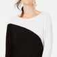 INC International Concepts Top Dolman Feminino Manga Longa Colorblocked Preto Tamanho X-S