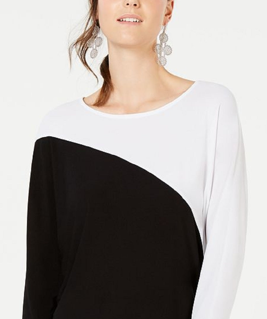 INC International Concepts Top Dolman Feminino Manga Longa Colorblocked Preto Tamanho X-S