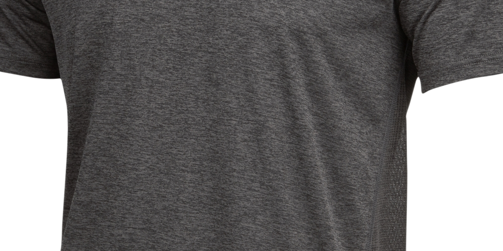Camiseta masculina ID Ideology Core com gola redonda e costas em malha, cinza, tamanho médio