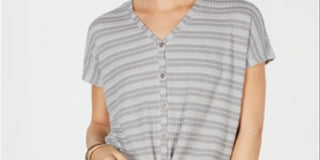 Top feminino com amarração frontal estilo &amp; co, cinza, tamanho pequeno, extrapequeno