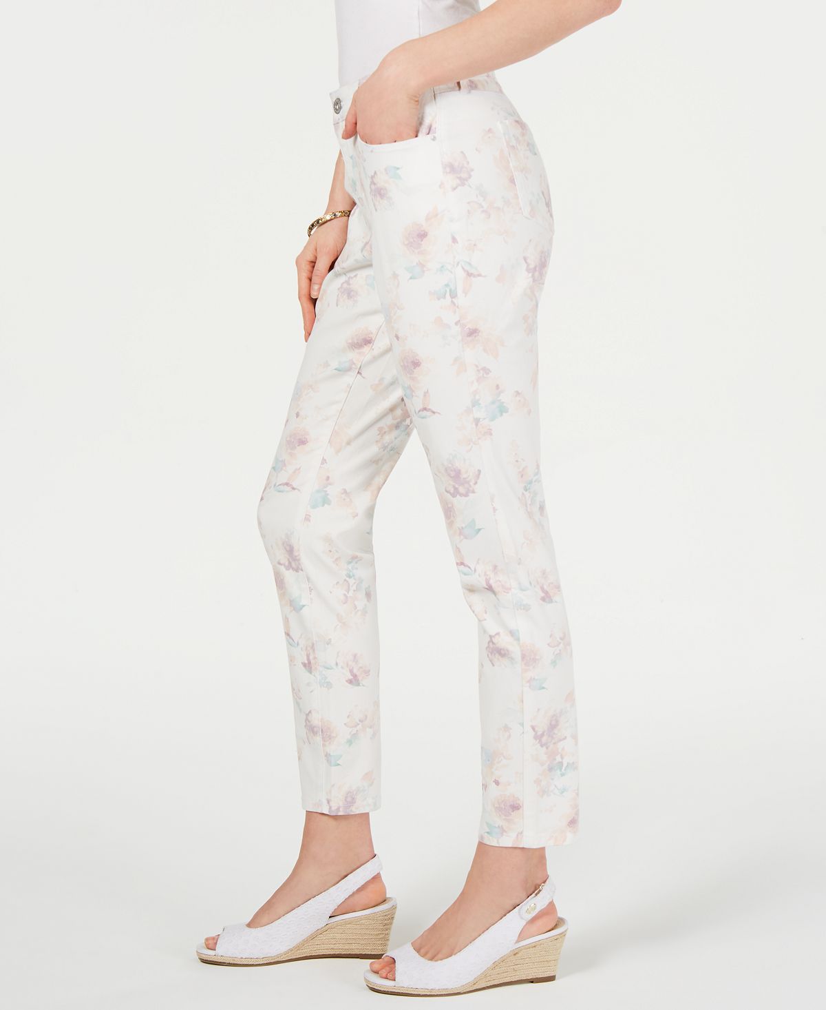 Calça jeans skinny feminina com estampa floral Style &amp; Co, marrom, tamanho 4