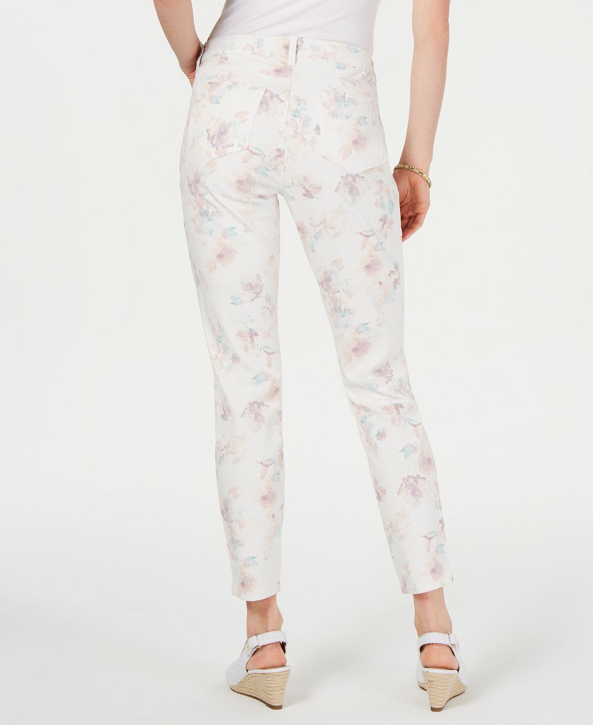 Jeans skinny floral feminino Style &amp; Co, branco, tamanho 6