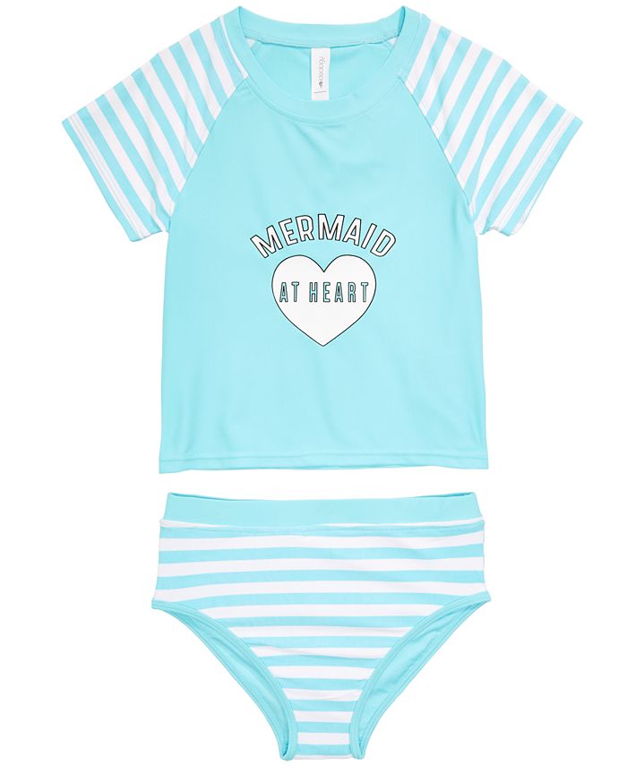 Ideology Toddler Girls 2 peças sereia Rash Guard maiô azul tamanho 4T