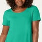 JM Collection Top feminino com decote redondo, verde, tamanho X-S