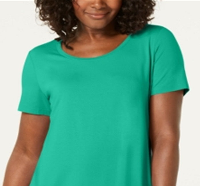 JM Collection Top feminino com decote redondo, verde, tamanho X-S