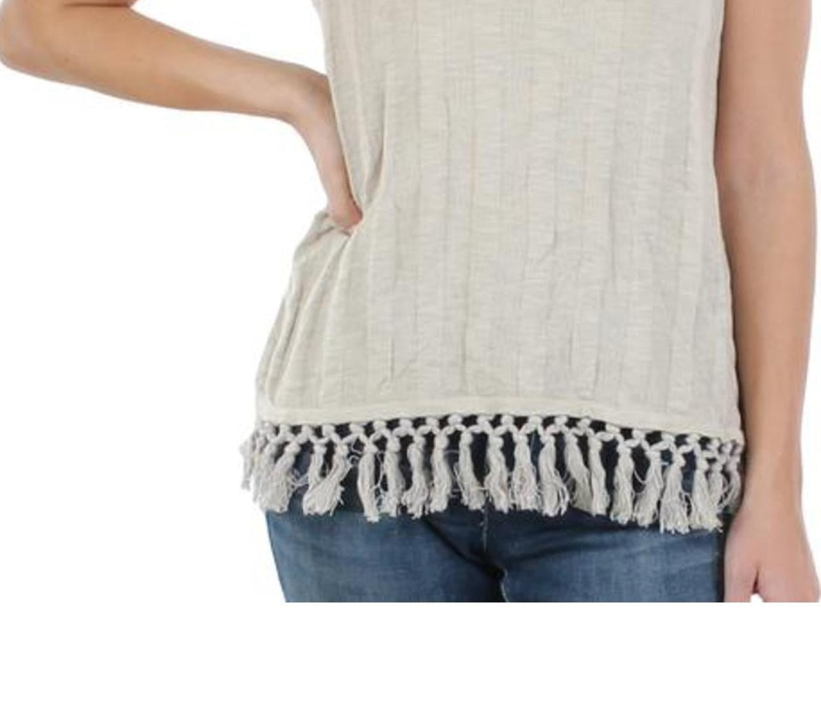 Suéter feminino de algodão com borlas Style &amp; Co, bege, tamanho extragrande