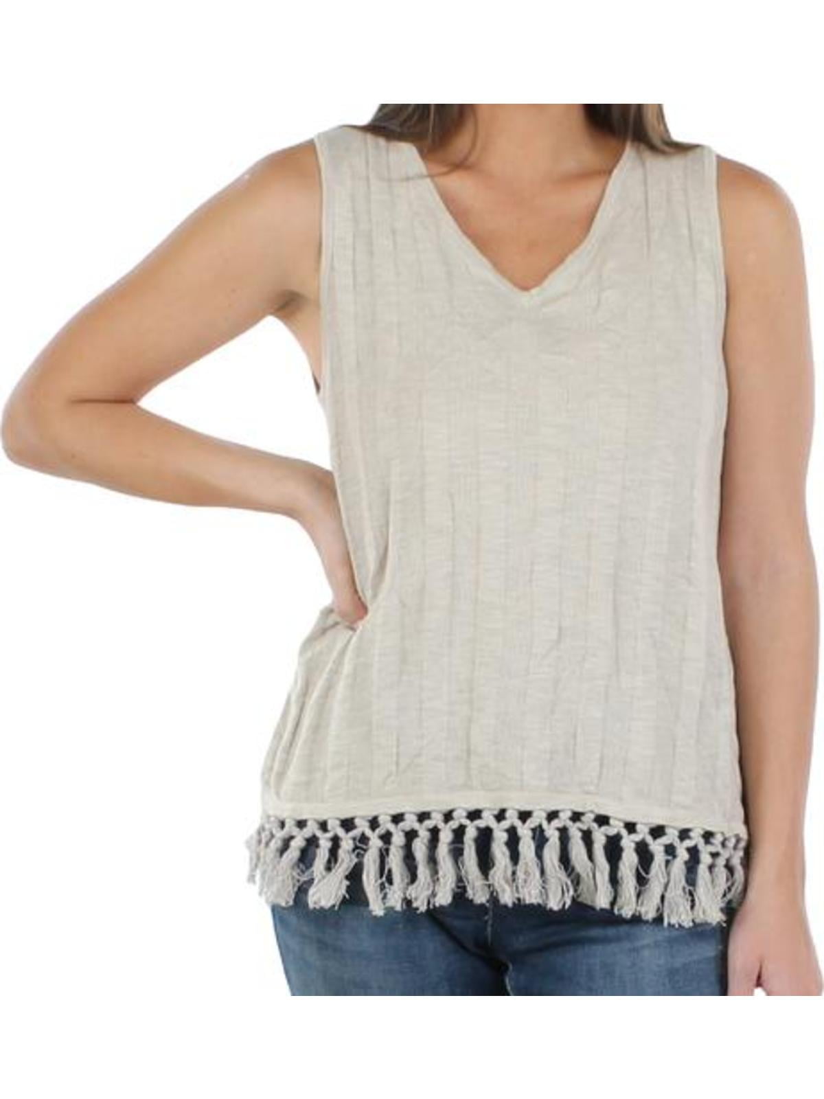 Suéter feminino de algodão com borlas Style &amp; Co, bege, tamanho extragrande