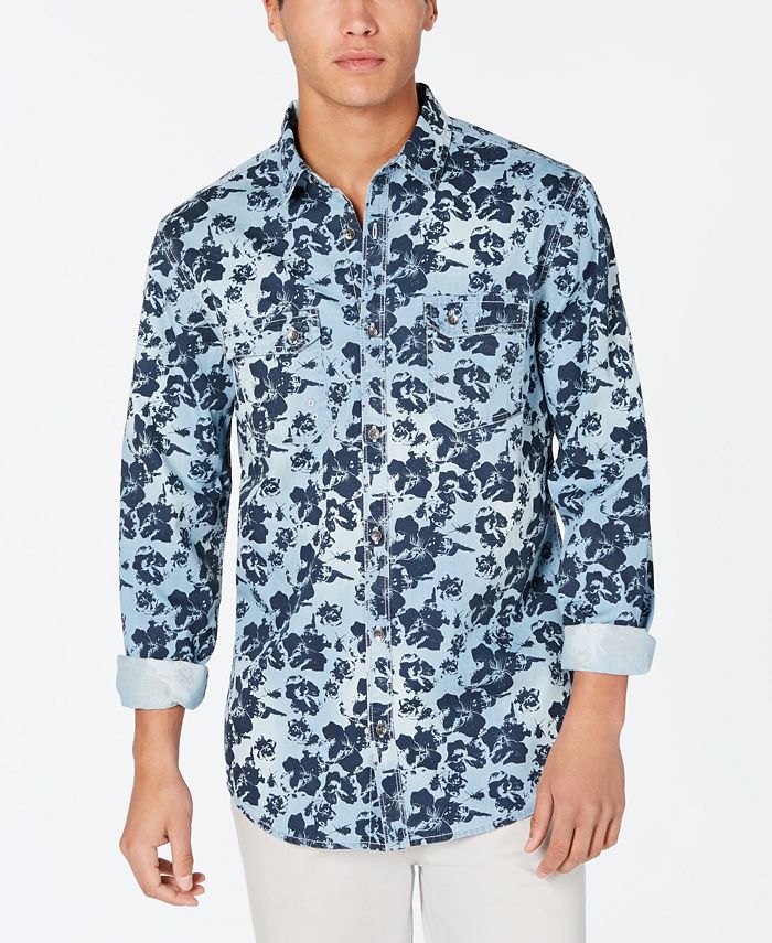 Camisa casual masculina Peter Cotton da INC International Concepts, azul, tamanho XXX-G