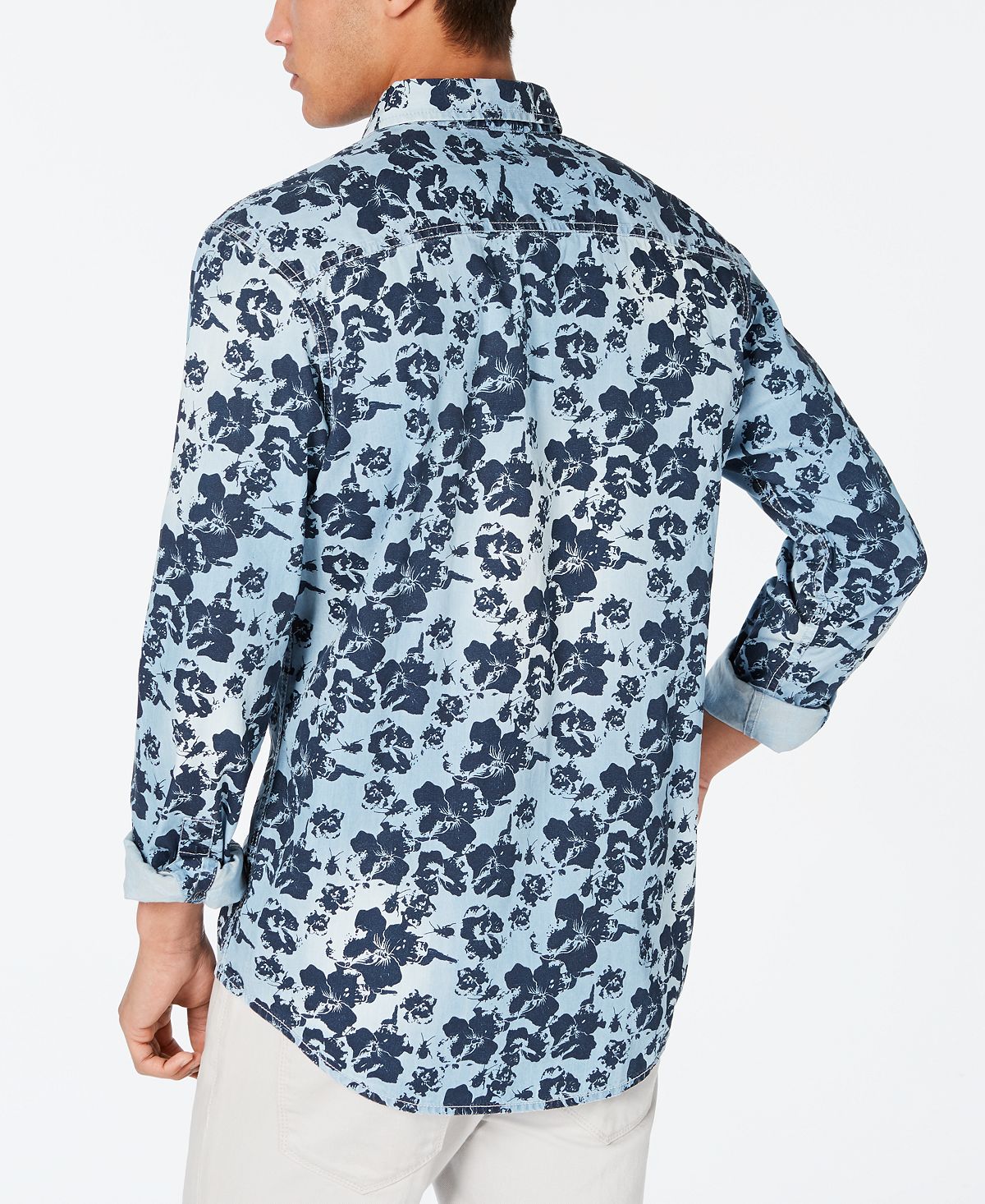 Camisa casual masculina Peter Cotton da INC International Concepts, azul, tamanho XXX-G