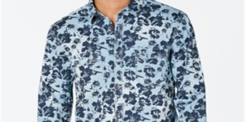 Camisa casual masculina Peter Cotton da INC International Concepts, azul, tamanho XXX-G