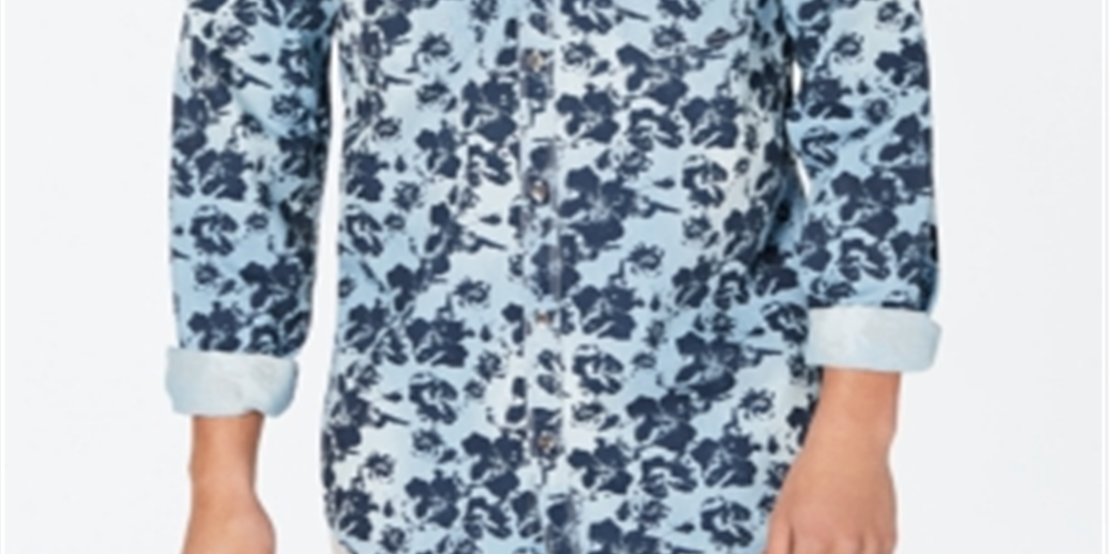 Camisa casual masculina Peter Cotton da INC International Concepts, azul, tamanho XXX-G
