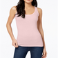 Regata feminina Maison Jules com decote redondo e mistura de algodão, rosa, tamanho XX-G