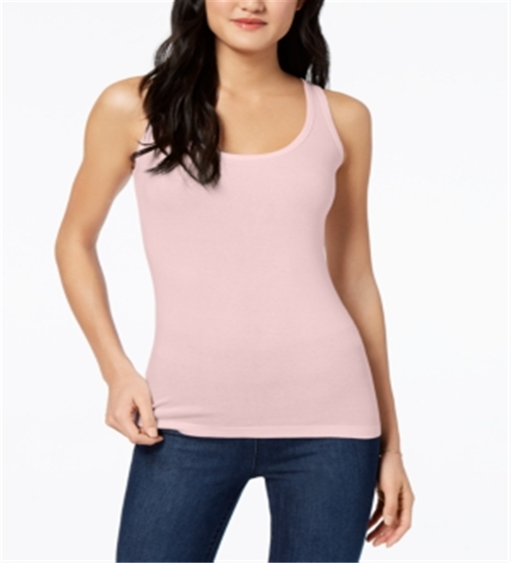 Regata feminina Maison Jules com decote redondo e mistura de algodão, rosa, tamanho XX-G