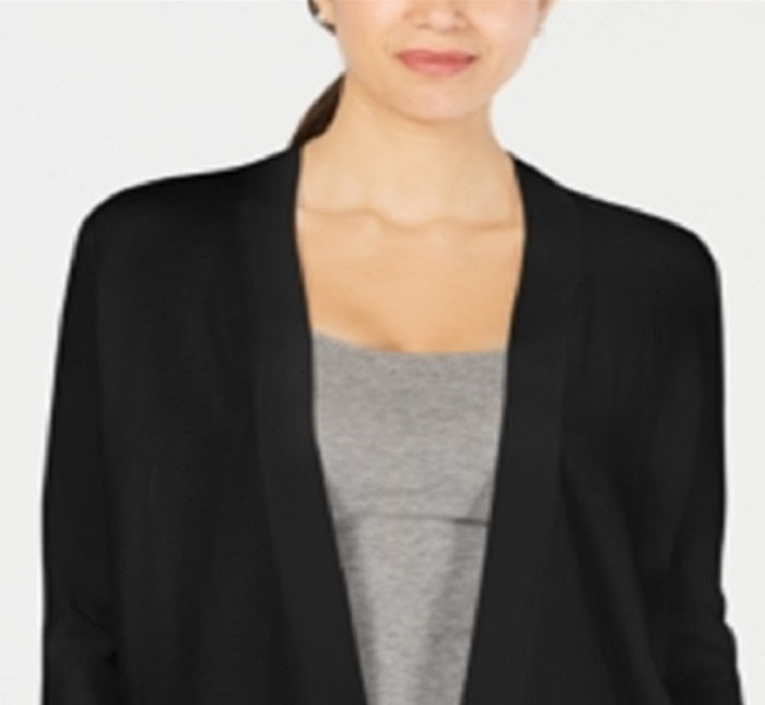 Cardigan feminino Charter Club com frente aberta, preto, tamanho pequeno e pequeno