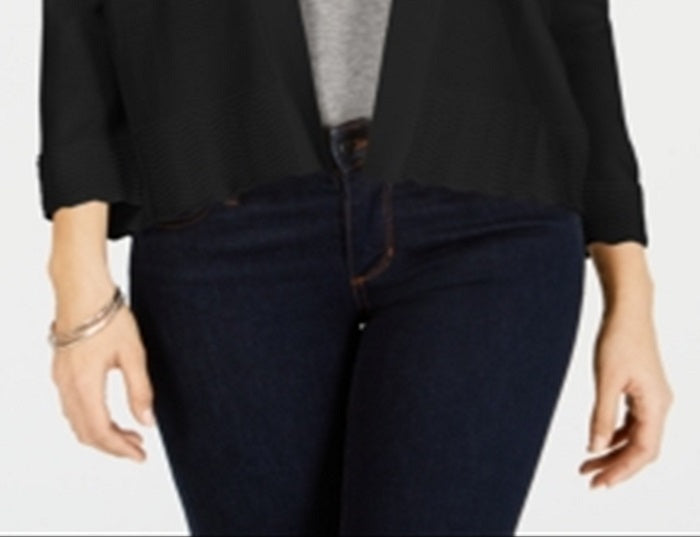 Cardigan feminino Charter Club com frente aberta, preto, tamanho pequeno e pequeno