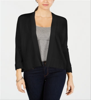 Charter Club Women's Open Front Cardigan Black Size Petite Small