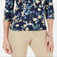 Karen Scott Blusa Henley Feminina de Algodão com Estampa Floral Azul Azul Tamanho Pequeno G