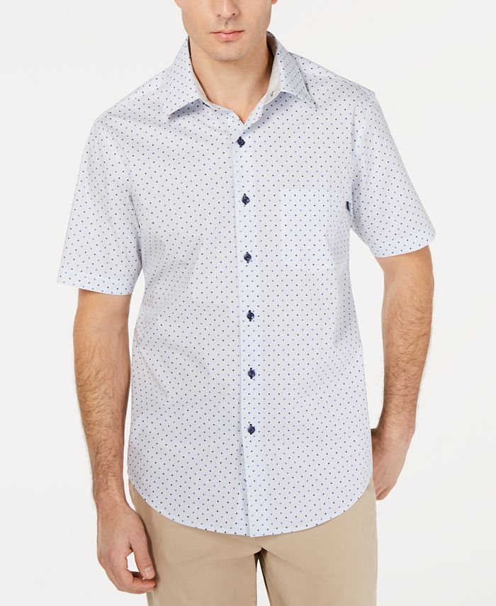 Camisa foulard masculina elástica mini Dobby Tasso Elba, azul, tamanho XX-G