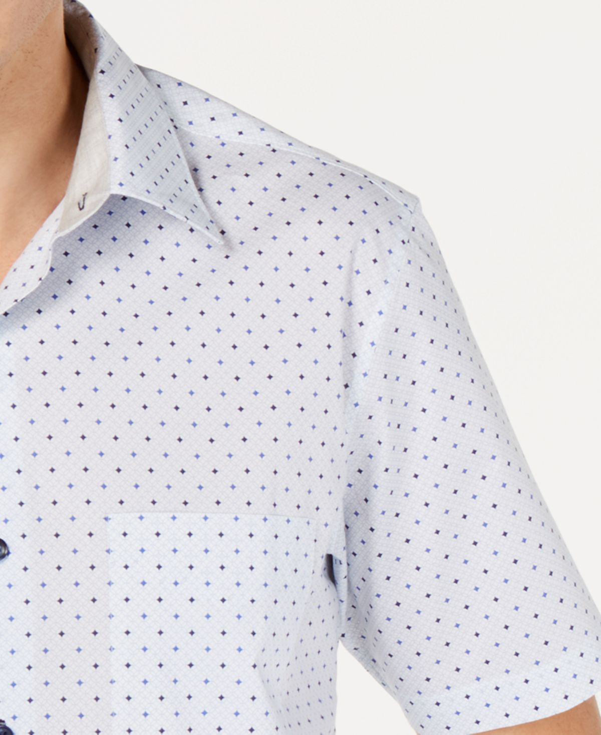 Camisa foulard masculina elástica mini Dobby Tasso Elba, azul, tamanho XX-G
