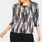 Jm Collection Petite Printed Jacquard Top Preto Tamanho Petite L