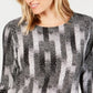 Jm Collection Petite Printed Jacquard Top Preto Tamanho Petite L